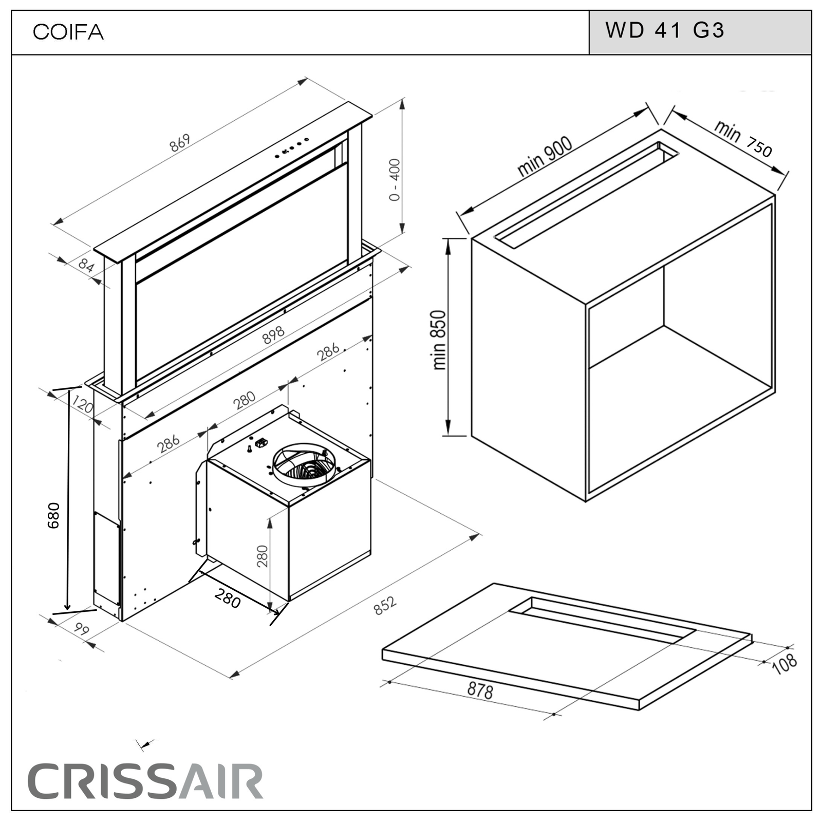 Coifa WD 41 G3 DOWNDRAFT